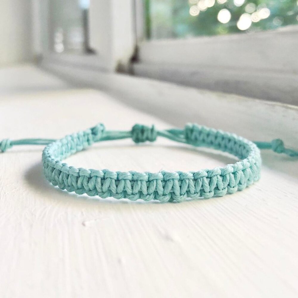 Pastel Blue Hemp Square-Knot Bracelet